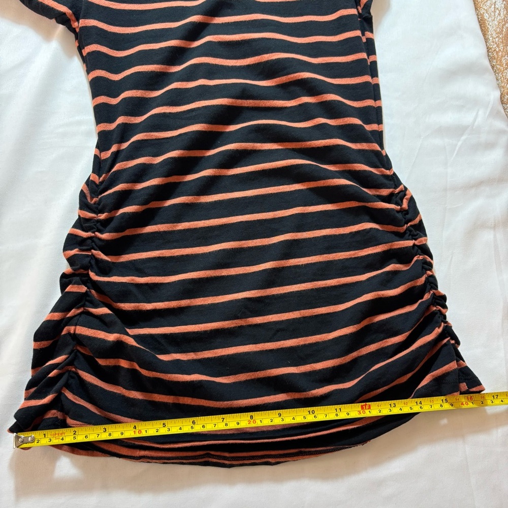 Isabel Maternity Tee Long Sleeve Side Rouging Comfy Striped Black Orange Size XS - Picture 14 of 14